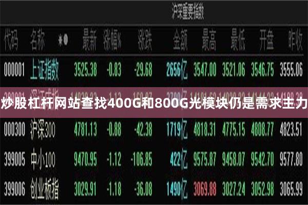 炒股杠杆网站查找400G和800G光模块仍是需求主力